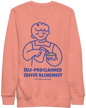 Anchor and Crew Dusty Rose Gustatory Coffee Alchemist Cotton Blend Embroidered Sweatshirt - Pink