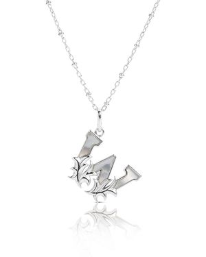 Kasun Solid W Initial Necklace With Mother Of Pearl - Metallic