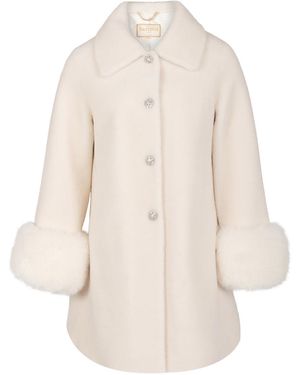 Santinni Fairytale Wool Faux Fur Teddy Coat - Natural