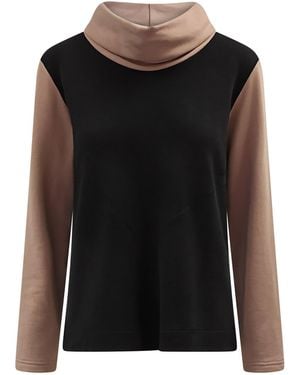 Haris Cotton Colour Block Turtleneck Blouse - Black