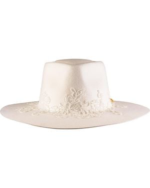 Shaded the Label St Ives Ivory Bridal Fedora Hat - White