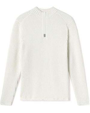 Weston Jon Boucher Sentry Half Zip Cashmere Wool Slim Fit Jumper Heavyweight - White