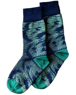 Essien & Emre Pavo Pattern Wool Socks Inactive - Blue