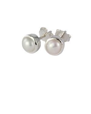 The Jewellery Store London June Birthstone Earrings Studs – Pearl - Metallic