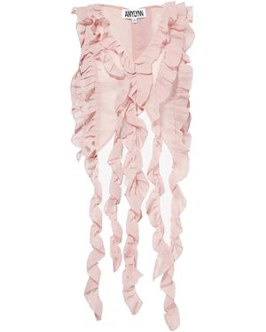 Amy Lynn Paola Ruffle Chiffon Top - Pink
