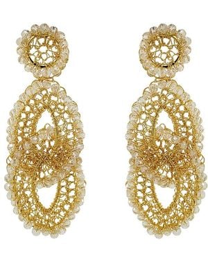 Lavish by Tricia Milaneze Neutrals Clear & Minerva Handmade Crochet Earrings - Green