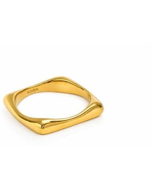 ADIBA Plain Minamilist Square Stainless Steel Ring - Metallic