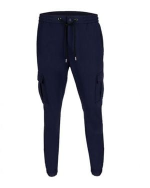 DAVID WEJ Ashford Drawstring Trousers With Cargo Pockets – - Blue