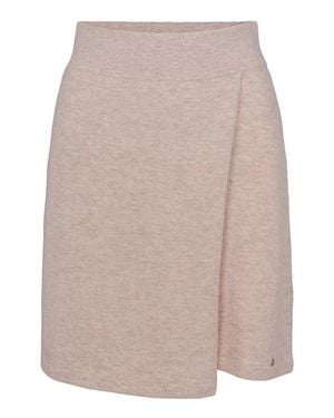 tirillm Neutrals Anette Merino Wool Skirt With Wrap Front, Melange - Natural