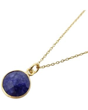 Harfi Vermeil Plated Sapphire Round Pendant Necklace - Blue
