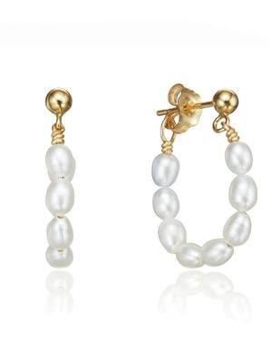 Lily & Roo Seed Pearl Hoop Earrings - Metallic