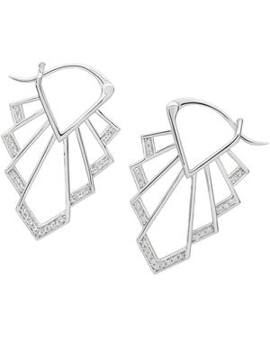 Lucy Quartermaine Solid Sterling Art Deco Chrysler Earrings - Metallic
