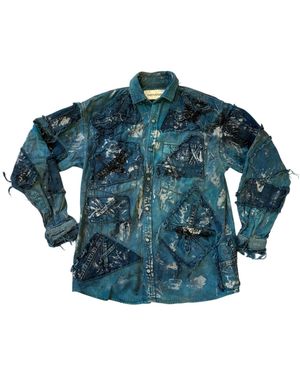 Zasta Studio Wearable Ruins Shredded Denim Colored Shirt G - Blue
