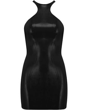 Elissa Poppy Latex Mini Dress - Black