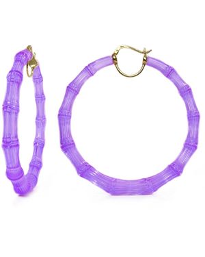 Gold & Honey Xl Bamboo Hoop Earrings - Purple
