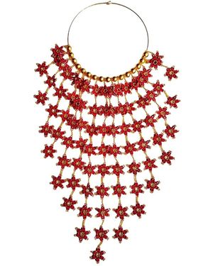 Iliana Arrazola Waterfall Blossom Necklaces, Glass Beads, Beaded Jewellery - Red