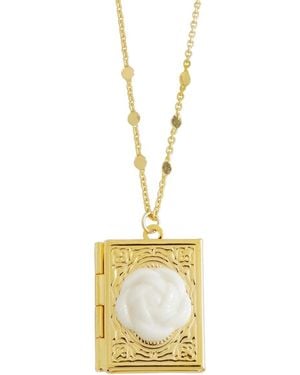 POPORCELAIN Porcelain Camellia Book Locket Necklace - Metallic