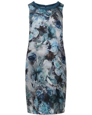 Conquista Floral Print Sleeveless Dress With Hidden Zip - Blue