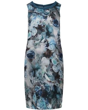 Conquista Floral Print Sleeveless Dress With Hidden Zip - Blue