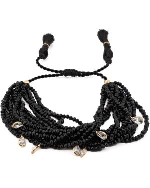 Ebru Jewelry Crystal & Diamond Multi Strand Adjustable Bracelet - Black