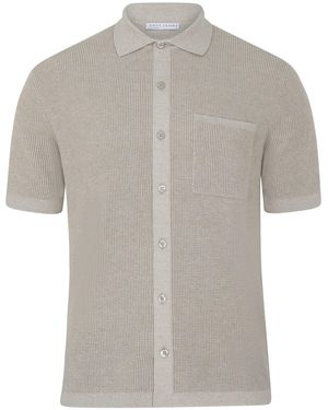 Paul James Knitwear Neutrals Lightweight Cotton Frankie Waffle Knit Shirt - Grey