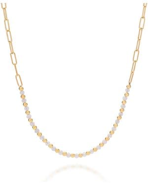 Nellou Jewellery Moonstone Gem Shine Necklace Plated Sterling - Metallic