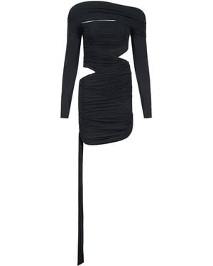 Egyptian Blue Faux Wrap Dress - Black
