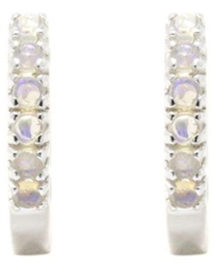 NASI SILVER Adaya Huggie Hoops- Opal - White