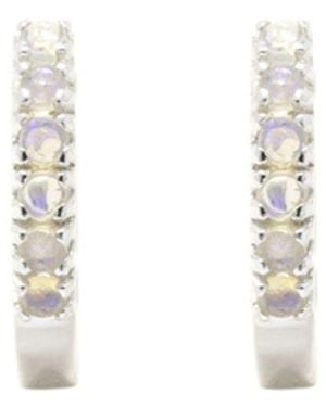 NASI SILVER Adaya Huggie Hoops- Opal - White
