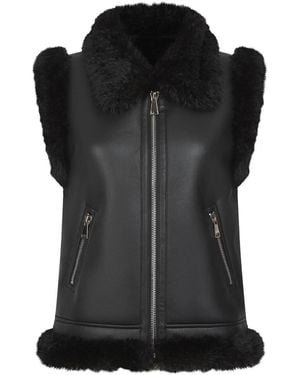 Nooki Design Devina Leather Look Biker Gilet - Black