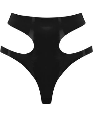 Elissa Poppy Latex Cut Out Thong - Black