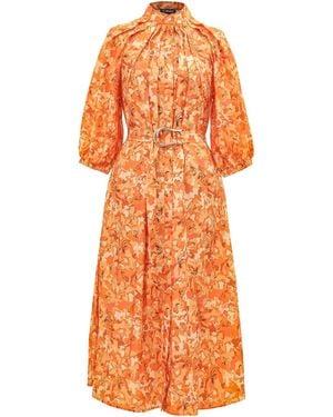 Smart and Joy Camouflage Print Shirt Dress - Orange