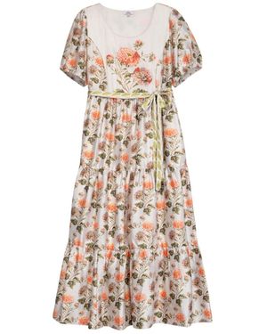 Niza Printed Pants With High Waist And Wide Leg - Natural