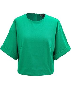 Smart and Joy Minimalist Crop Cotton T-Shirt - Green
