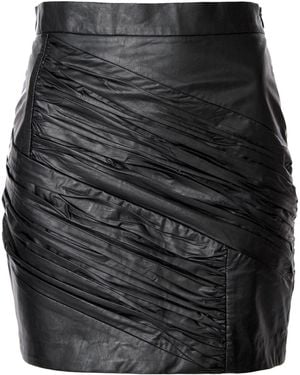 AGGI by HALEWSKI Jolie Cynical Creased Vegan Leather Mini Skirt - Black