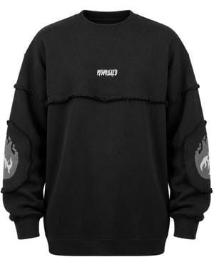 mysimplicated Oversized Cotton Abyss Frayed Crewneck - Black
