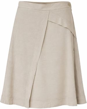 Conquista Neutrals Wrap-Effect Midi Skirt – Effortless Elegance & Modern Minimalism - Natural