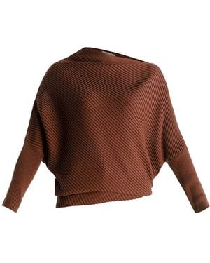 Paisie Draped Knitted Jumper - Brown