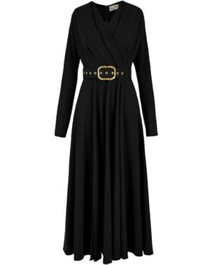 ALINA CERNĂTESCU Midi Drapery Office Dress - Black