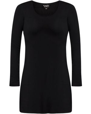 Known Supply Long Sleeve Fit And Flare Dress - Black