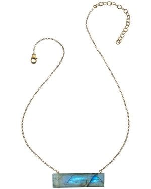Heather Hawkins Jewelry Float Custom Cut Bar Semi-Precious Baguette Gemstone Necklace - Metallic