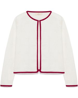 Peraluna Desert Palm Palm Patterned Knit Cardigan - White