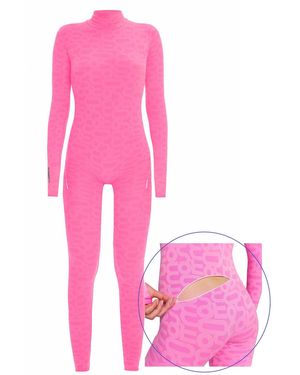 Monosuit Seamless Turtleneck Long Sleeve Full Eco Bodysuit - Pink