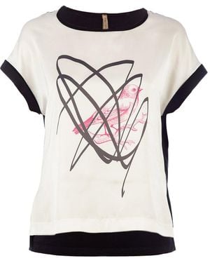 Conquista Neutrals Cap Sleeve Top With Print - Multicolour