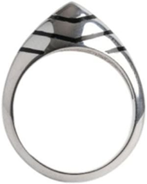 Gutta Design Dome Ring Rhodium Plated - Metallic