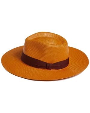 Dasmarca Hats Dasmarca Albert Wide Brim Summer Genuine Panama Straw Hat For - Amber - Brown