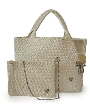 Prenelove Neutrals London Large Woven Totes - Metallic