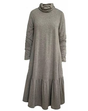 Frock Tales Frock Midi Dress With Pockets - Grey