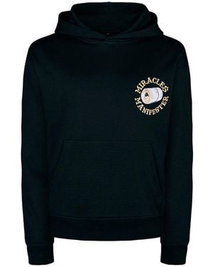 Miracles Manifester Good Luck Embroidered Hoodie - Black