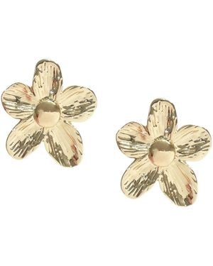Maison De Gala Sculpted Flower Statement Stud Earrings - Metallic